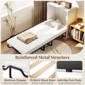 Cot Size Murphy Cabinet Bed with Mattress, 2-in-1 Folding Rollaway Guest Bed into Storage Cabinet with Lockable Wheels for Home Office