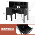 48" Home Office Desk with Power Outlets, USB & Type-C Charging Station, Modern Writing Desk w/ 5-Cubby Hutch & Drawers for Study Makeup Vanity