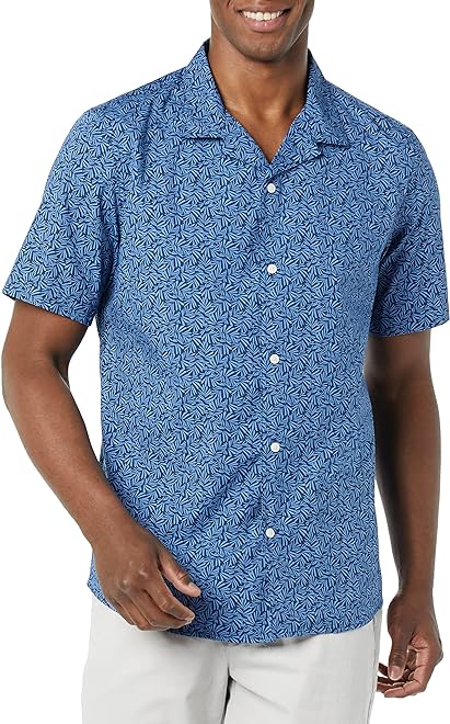 Men's Vacation Cotton Button-Down Short Sleeve Resort Shirt